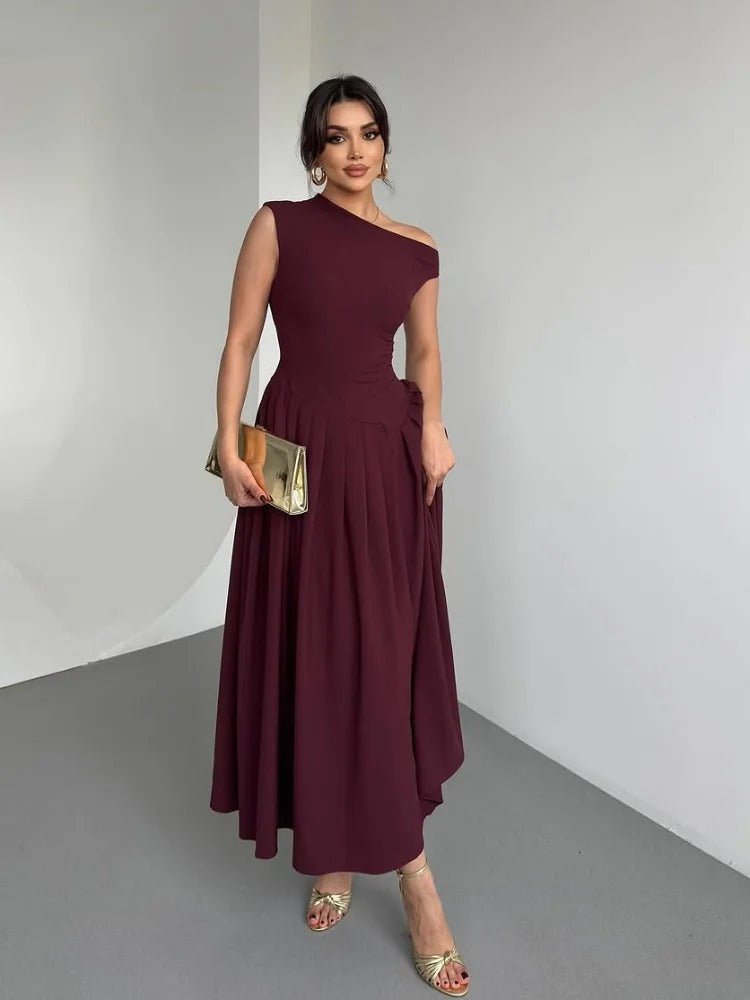 Miss | Jurk Dames One-Shoulder Maxi Geplooide Rok - Chiffon - Miss Madera MIS-2G9W6M
