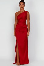 Miss | Jurk Dames One-Shoulder Maxi Hoge Split - Satijn - Miss Madera MIS-0GXGFT