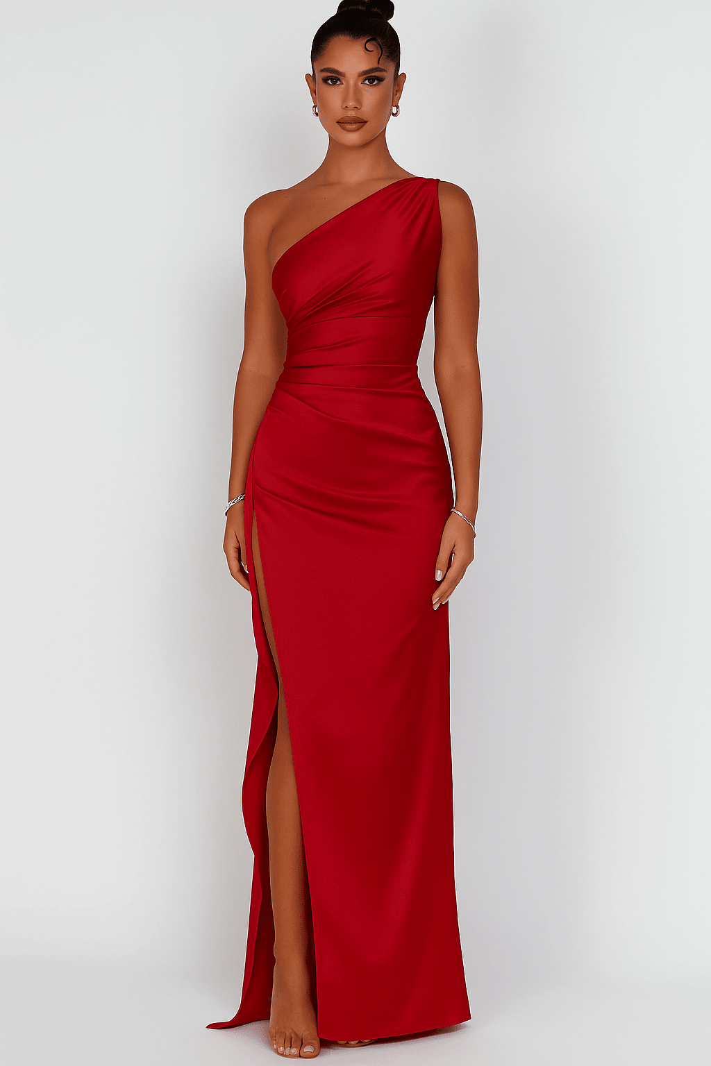 Miss | Jurk Dames One-Shoulder Maxi Hoge Split - Satijn - Miss Madera MIS-0GXGFT