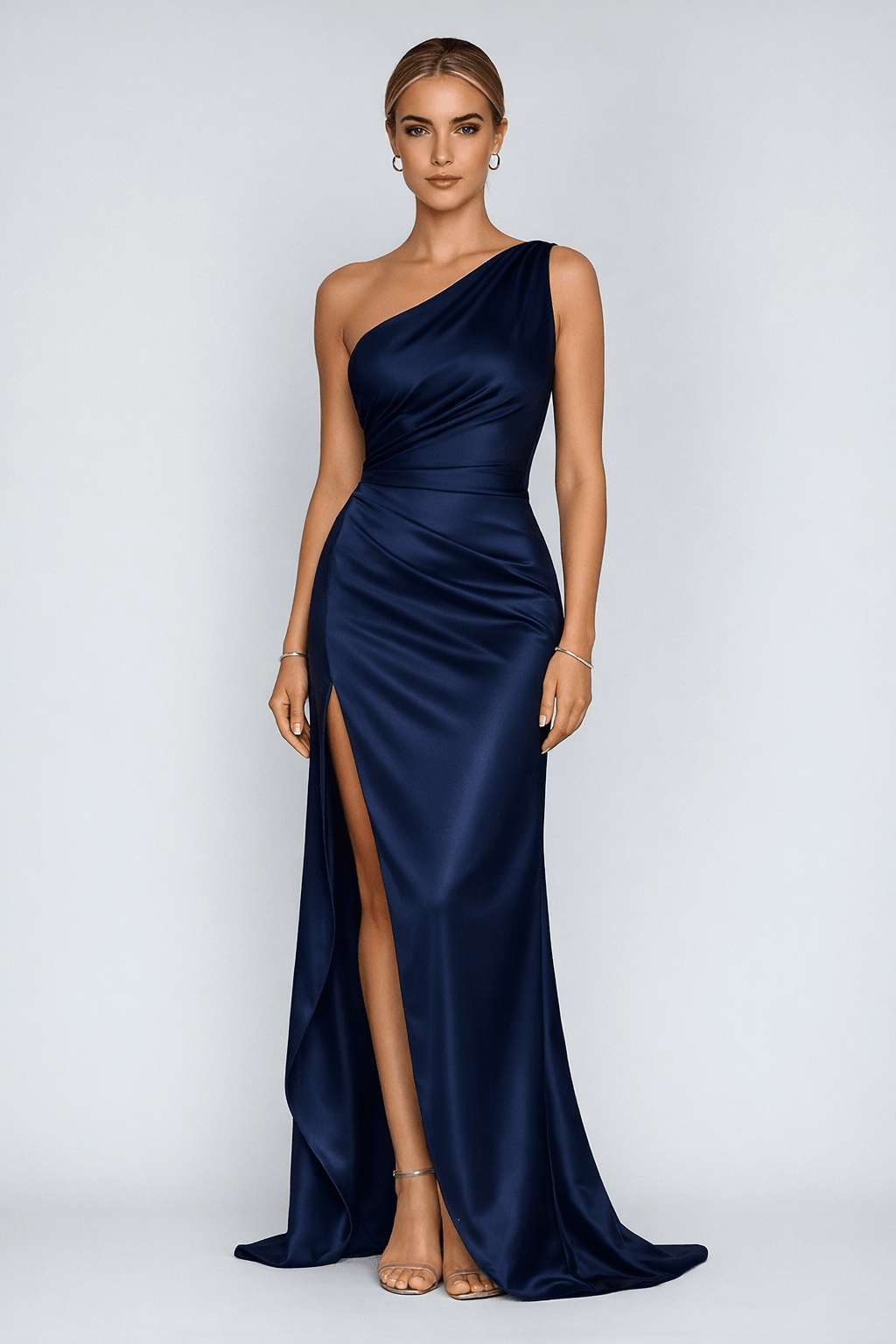 Miss | Jurk Dames One-Shoulder Maxi Hoge Split - Satijn - Miss Madera MIS-1331JO