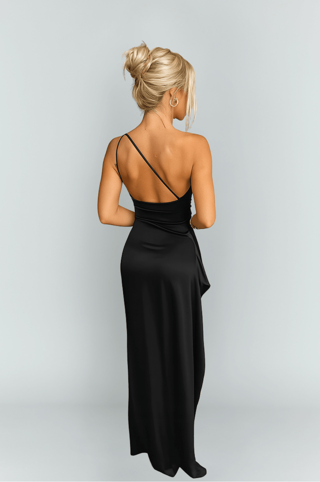 Miss | Jurk Dames One-Shoulder Maxi Hoge Split - Satijn - Miss Madera MIS-XZKZKY