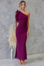 Miss | Jurk Dames One-Shoulder Maxi Ruches Gelegenheid - Miss Madera MIS-LWT0L3