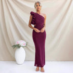 Miss | Jurk Dames One-Shoulder Maxi Ruches Gelegenheid - Miss Madera MIS-BDM2NC