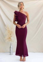 Miss | Jurk Dames One-Shoulder Maxi Ruches Gelegenheid - Miss Madera MIS-BAO5LC
