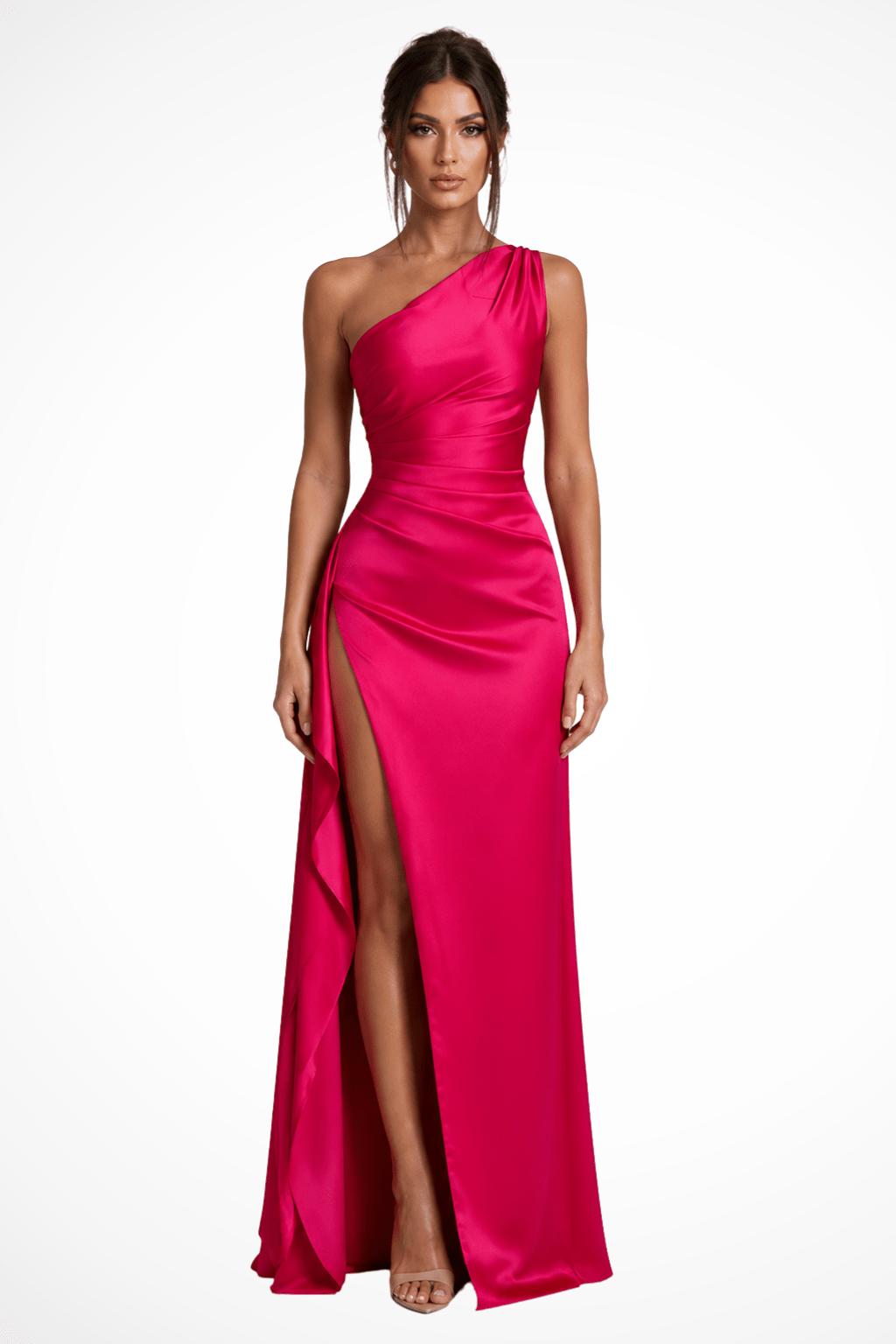 Miss | Jurk Dames One-Shoulder Maxi Zijsplit - Polyester - Miss Madera MIS-MM0R48