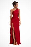 Miss | Jurk Dames One-Shoulder Maxi Zijsplit - Polyester - Miss Madera MIS-FYY5DJ