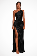 Miss | Jurk Dames One-Shoulder Maxi Zijsplit - Polyester - Miss Madera MIS-23DINP