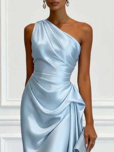 Miss | Jurk Dames One-Shoulder Midi Gerimpelde Taille - Miss Madera MIS-CW23J3