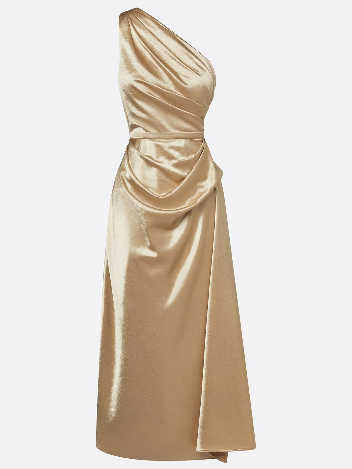 Miss | Jurk Dames One-Shoulder Midi Gerimpelde Taille - Miss Madera MIS-CW23J3