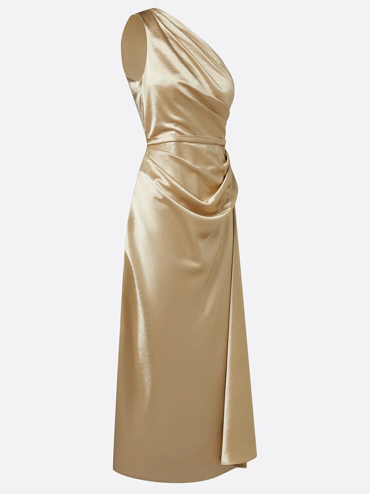 Miss | Jurk Dames One-Shoulder Midi Gerimpelde Taille - Miss Madera MIS-CW23J3