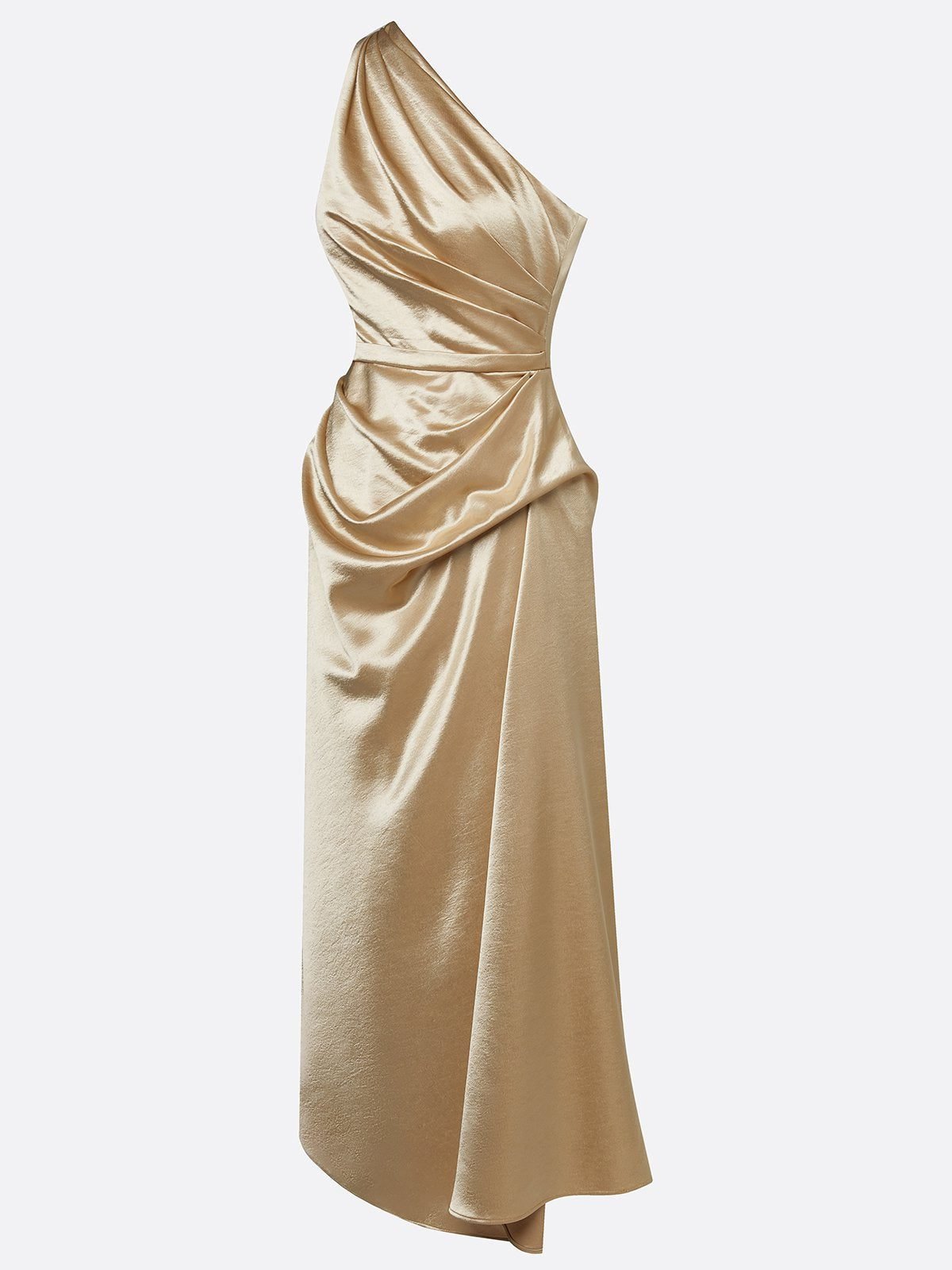 Miss | Jurk Dames One-Shoulder Midi Gerimpelde Taille - Miss Madera MIS-CW23J3