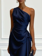 Miss | Jurk Dames One-Shoulder Midi Gerimpelde Taille - Miss Madera MIS-CW23J3