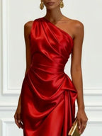Miss | Jurk Dames One-Shoulder Midi Gerimpelde Taille - Miss Madera MIS-CW23J3