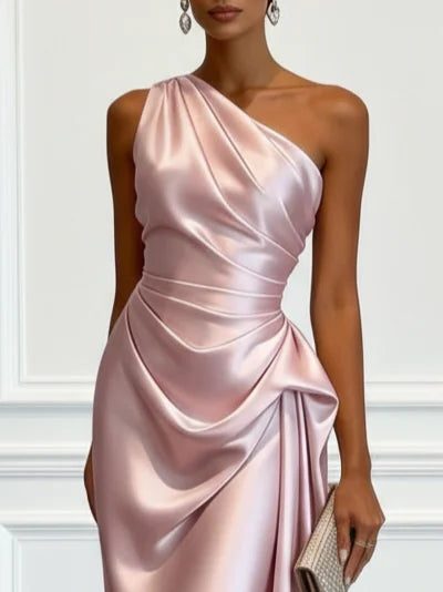 Miss | Jurk Dames One-Shoulder Midi Gerimpelde Taille - Miss Madera MIS-CW23J3