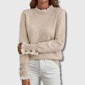 Miss | Jurk Dames Ronde Hals Kanten Detail Gouden Knopen - Gebreid - Miss Madera MIS-256U6A