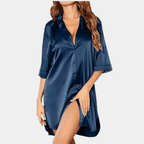 Miss | Jurk Dames Satijnen Oversized Pyjamajurk Knoopsluiting - Satijn - Miss Madera MIS-0UYPCC