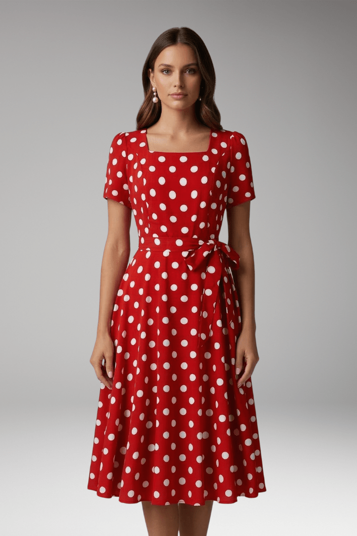 Miss | Jurk Dames Stippen Zomer Fitted - Viscose - Miss Madera MIS-JF0VGS
