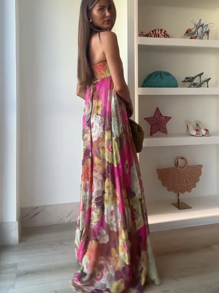 Miss | Jurk Dames Strapless Maxi Bloemenprint - Chiffon - Miss Madera MIS-ITHZ13