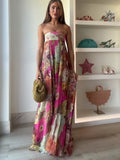 Miss | Jurk Dames Strapless Maxi Bloemenprint - Chiffon - Miss Madera MIS-ITHZ13