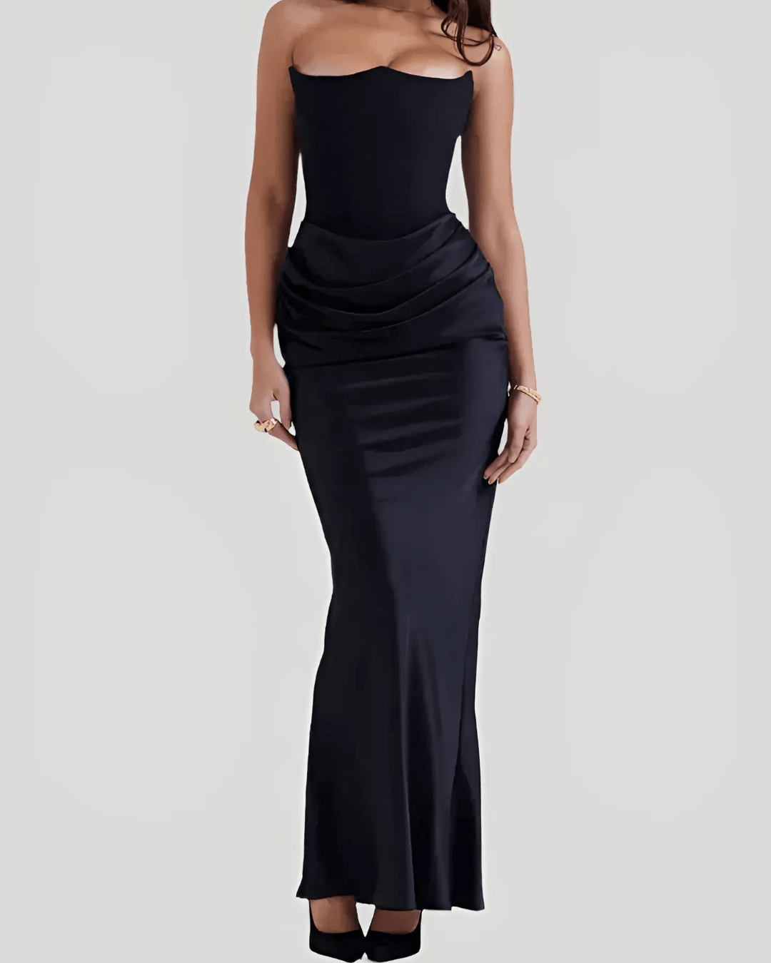 Miss | Jurk Dames Strapless Maxi Gedrapeerd Corset - Chiffon - Miss Madera MIS-JHKLWS