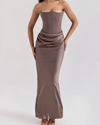 Miss | Jurk Dames Strapless Maxi Gedrapeerd Corset - Chiffon - Miss Madera MIS-23AOTE