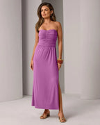 Miss | Jurk Dames Strapless Maxi Ruched - Gebreide Stof - Miss Madera MIS-3ONVTP