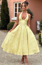 Miss | Jurk Dames V-Hals Midi Getextureerd - Polyester - Miss Madera MIS-BJCHLE