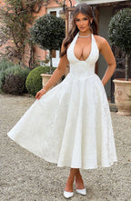 Miss | Jurk Dames V-Hals Midi Getextureerd - Polyester - Miss Madera MIS-BJCHLE
