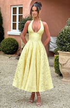 Miss | Jurk Dames V-Hals Midi Getextureerd - Polyester - Miss Madera MIS-BJCHLE