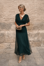Miss | Jurk Dames V-Hals Wikkellijfje Maxi Korte Mouw - Chiffon - Miss Madera MIS-72IQY7