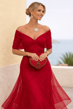 Miss | Jurk Dames V-Hals Wikkellijfje Maxi Korte Mouw - Chiffon - Miss Madera MIS-S5LAKQ