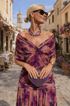 Miss | Jurk Dames V-Hals Wikkellijfje Maxi Korte Mouw - Chiffon - Miss Madera MIS-NS6RP7