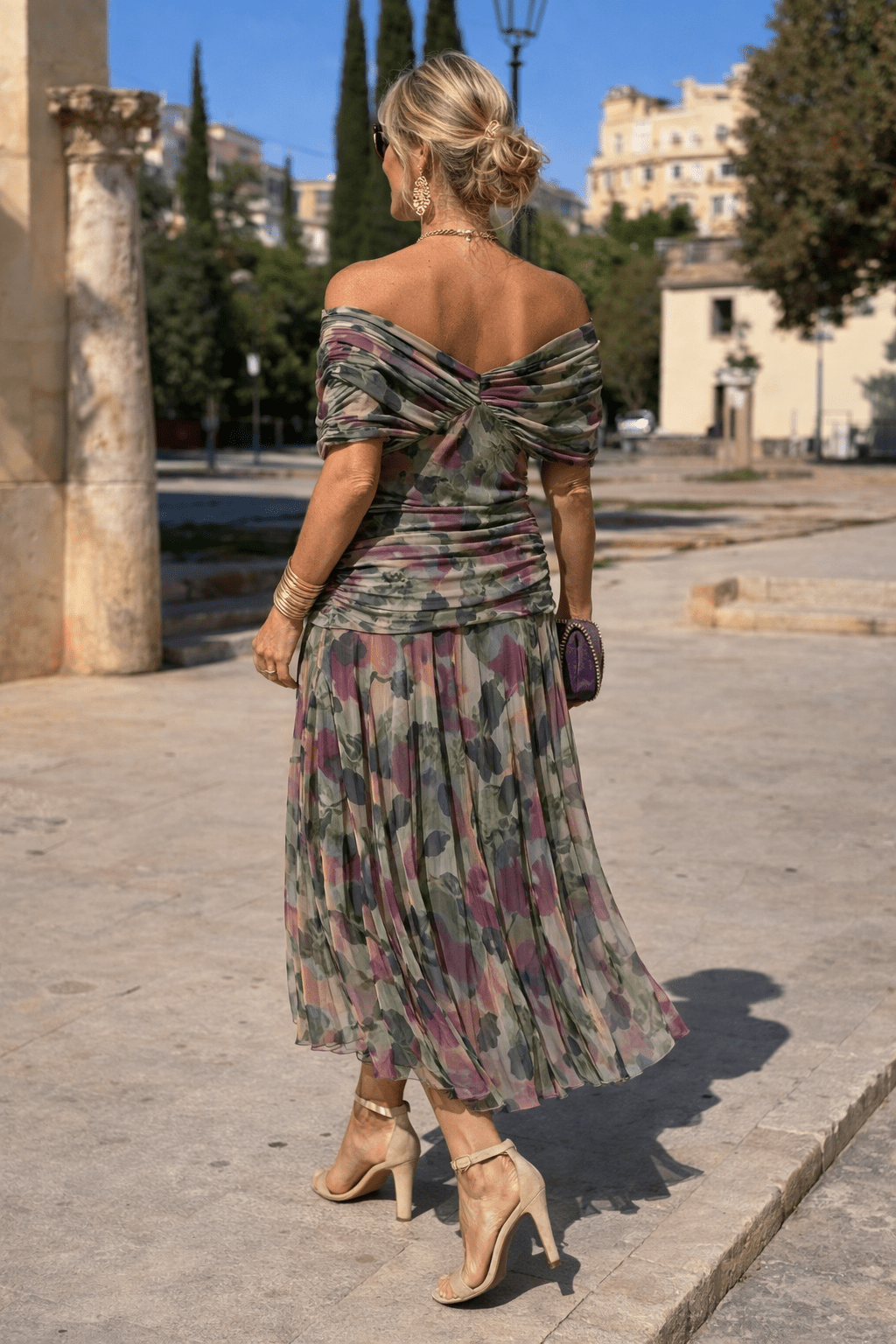 Miss | Jurk Dames V-Hals Wikkellijfje Maxi Korte Mouw - Chiffon - Miss Madera MIS-NS6RP7