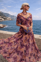 Miss | Jurk Dames V-Hals Wikkellijfje Maxi Korte Mouw - Chiffon - Miss Madera MIS-RF3TAB