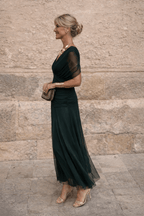 Miss | Jurk Dames V-Hals Wikkellijfje Maxi Korte Mouw - Chiffon - Miss Madera MIS-72IQY7