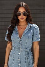 Miss | Jurk Dames Zomer Casual Mini - Denim - Miss Madera MIS-0S60NX