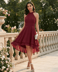 Miss | Jurk Dames Zomer Halter High-Low - Lichtgewicht geweven stof - Miss Madera MIS-HBN6EH