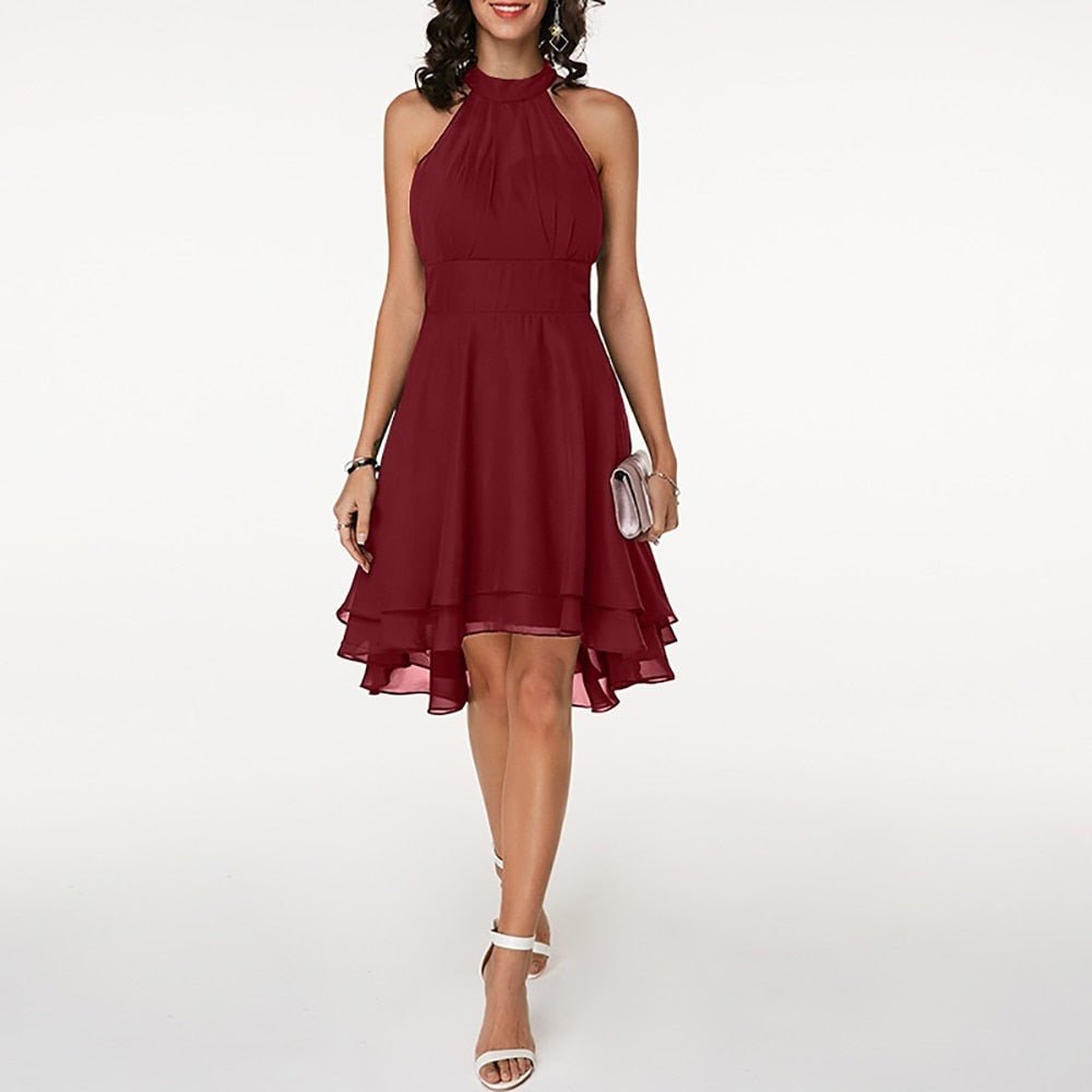 Miss | Jurk Dames Zomer Halter High-Low - Lichtgewicht geweven stof - Miss Madera MIS-HBN6EH