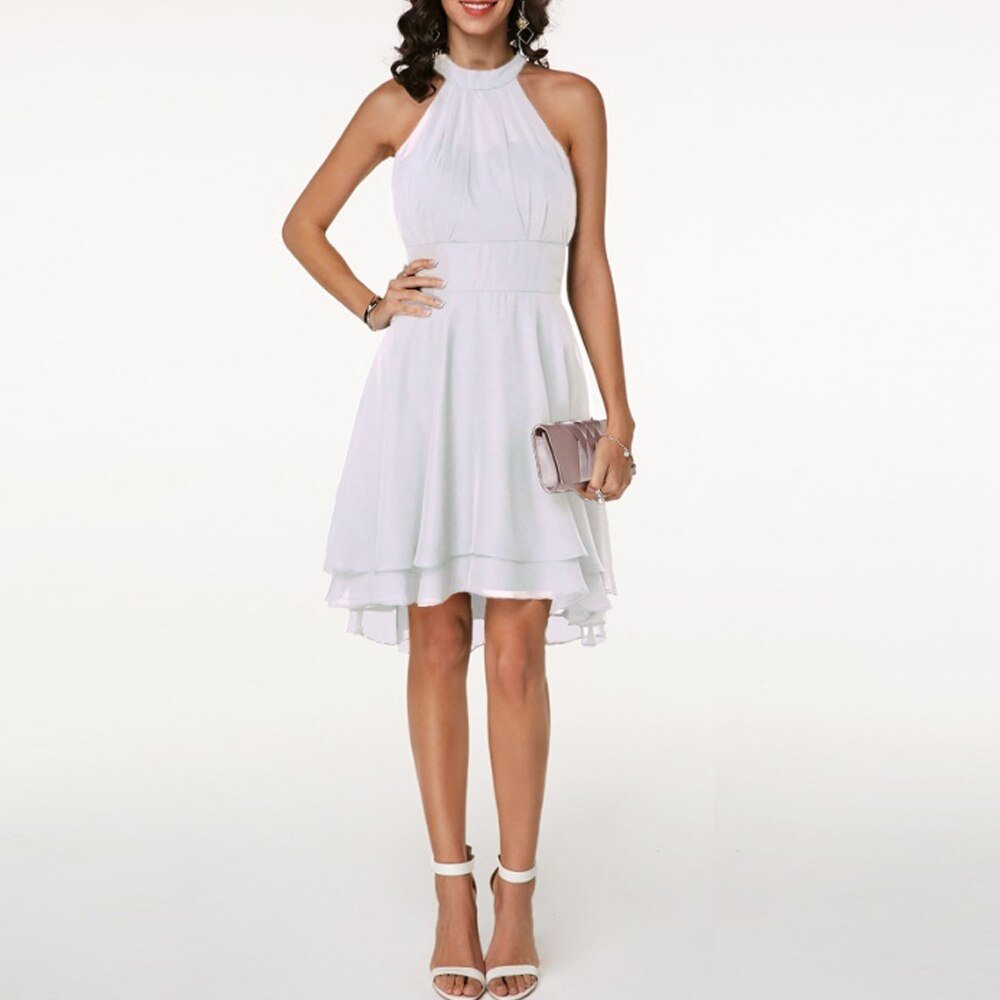 Miss | Jurk Dames Zomer Halter High-Low - Lichtgewicht geweven stof - Miss Madera MIS-TCJEHW