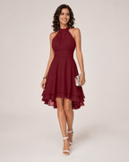 Miss | Jurk Dames Zomer Halter High-Low - Lichtgewicht geweven stof - Miss Madera MIS-HBN6EH