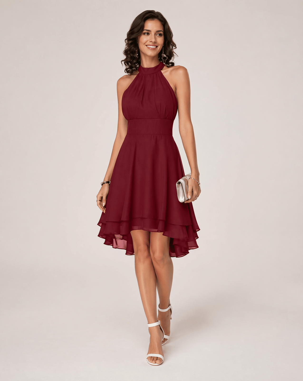 Miss | Jurk Dames Zomer Halter High-Low - Lichtgewicht geweven stof - Miss Madera MIS-HBN6EH