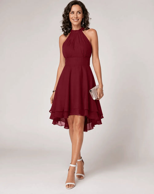 Miss | Jurk Dames Zomer Halter High-Low - Lichtgewicht geweven stof - Miss Madera MIS-HBN6EH