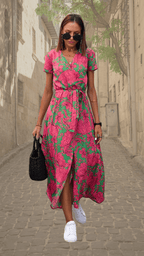 Miss | Jurk Dames Zomer Maxi Bloemenprint - Viscose - Miss Madera MIS-SBIBFV