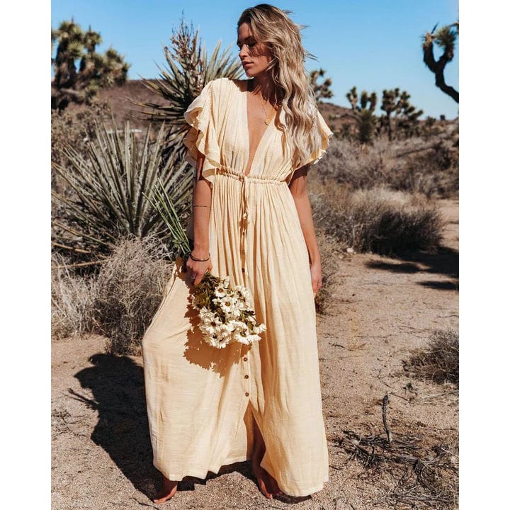 Miss | Jurk Dames Zomer Maxi Crème - Viscose - Miss Madera MIS-VGGAGY