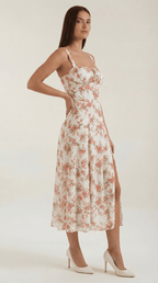 Miss | Jurk Dames Zomer Midi A-lijn Bloemenprint - Viscose - Miss Madera MIS-EJNETR
