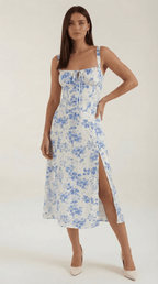 Miss | Jurk Dames Zomer Midi A-lijn Bloemenprint - Viscose - Miss Madera MIS-U39DB2
