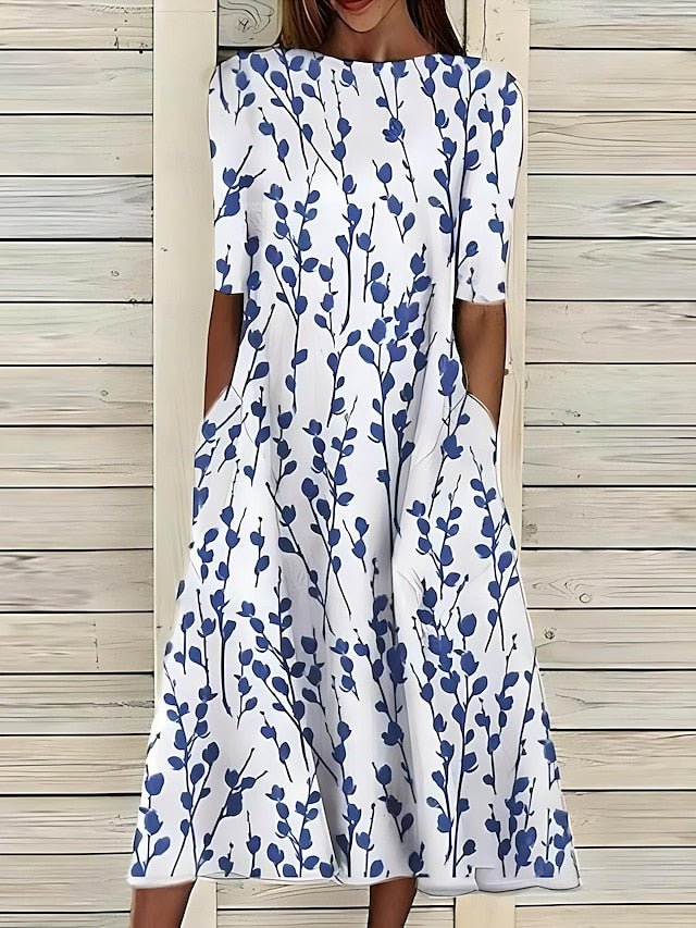 Miss | Jurk Dames Zomer Midi Bloemenprint - Micro-Stretch - Miss Madera MIS-6ONY37