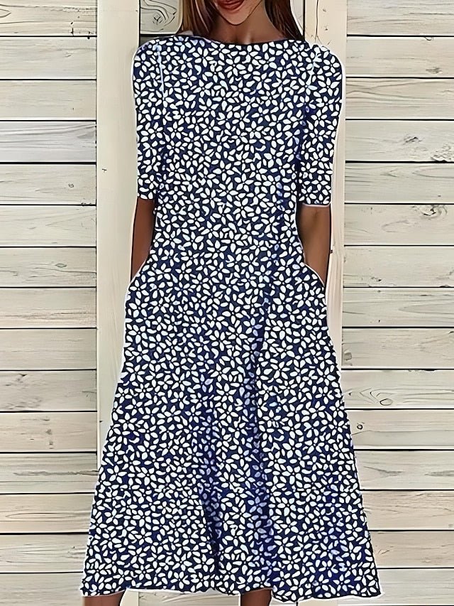 Miss | Jurk Dames Zomer Midi Bloemenprint - Micro-Stretch - Miss Madera MIS-WA5BW3