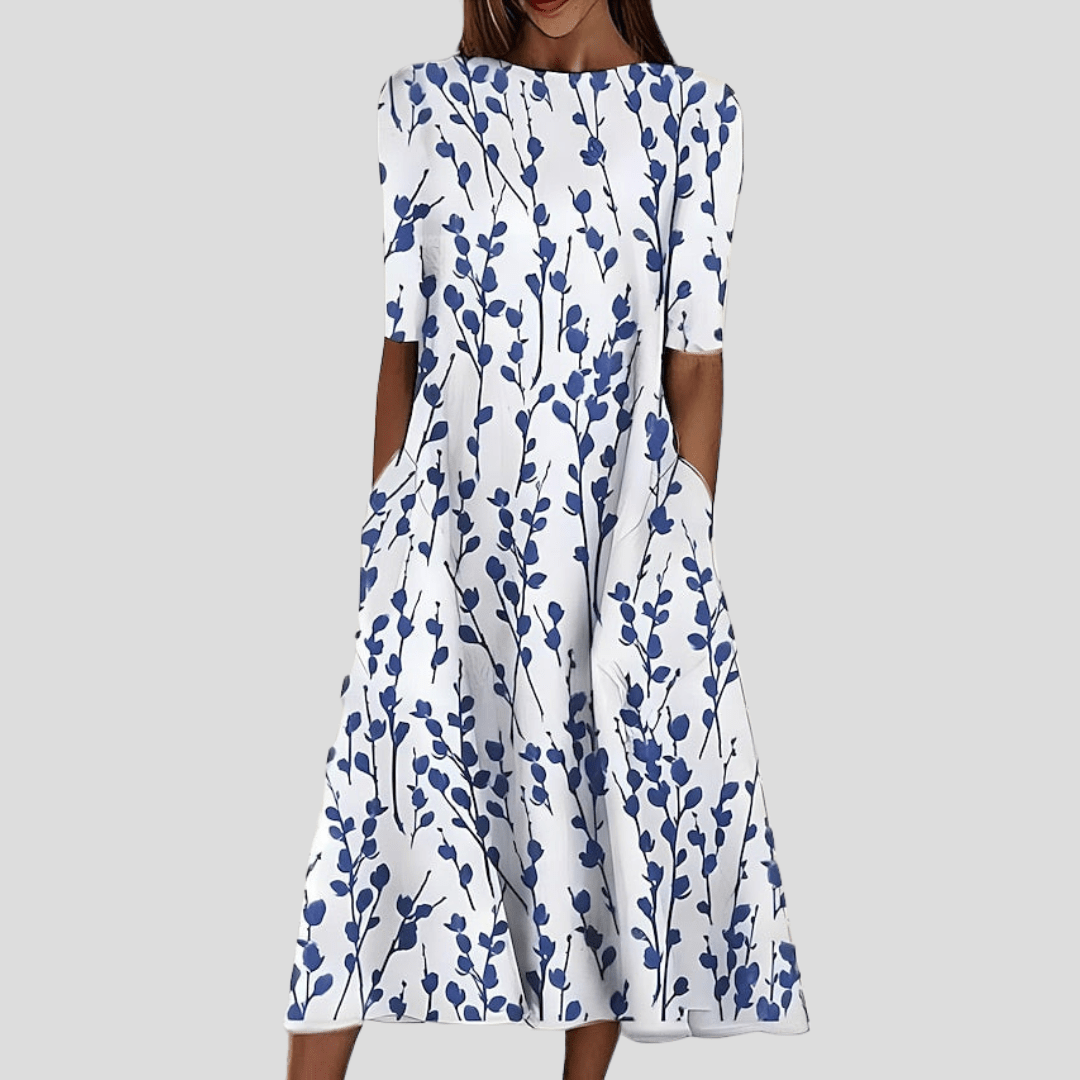 Miss | Jurk Dames Zomer Midi Bloemenprint - Micro-Stretch - Miss Madera MIS-6ONY37