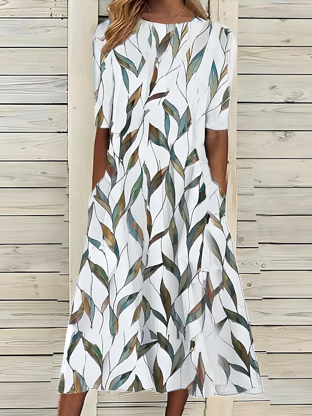 Miss | Jurk Dames Zomer Midi Bloemenprint - Micro-Stretch - Miss Madera MIS-2Y8NWF
